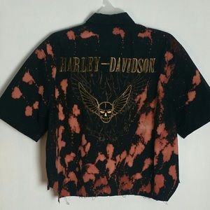 Harley⚡️Davidson Chopped & Bleached Button Top L